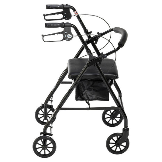 Rollator Rolling Walker with 6" Wheels, Fold Up Removable Back Support and Padded Seat