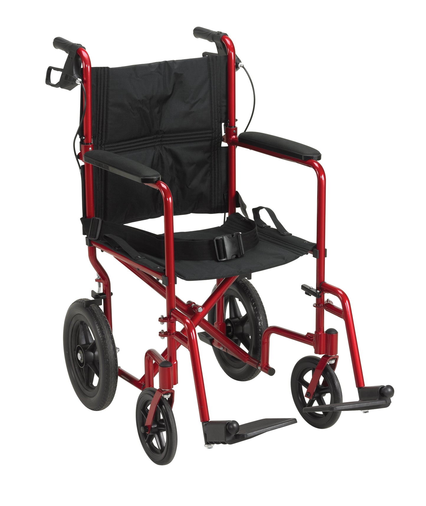 ExpeditionLightweight Transport Wheelchair with Hand Brakes, Red