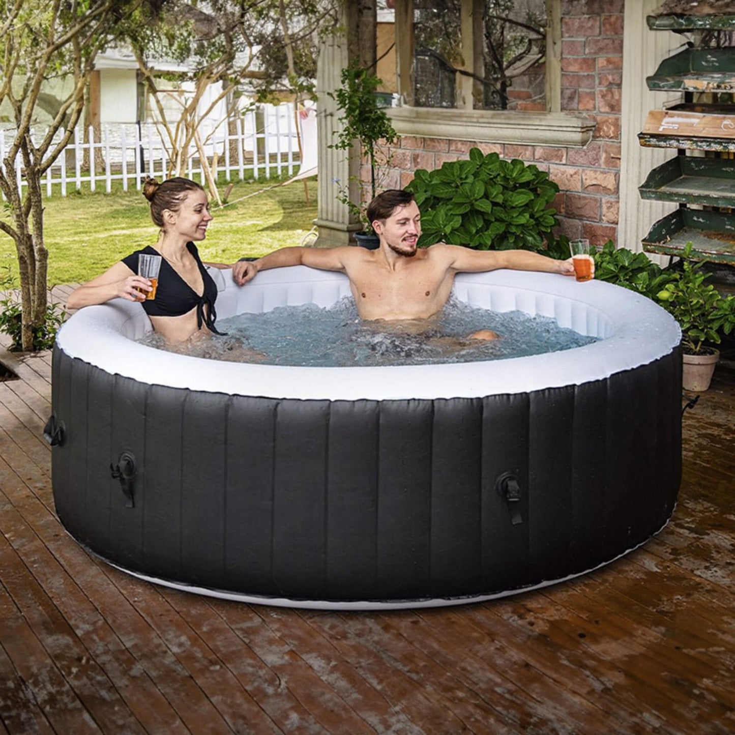 Premium Blow Up 6 Person Sauna Pool Hot Tub With 130 Jets, 7FT (SAK63510)
