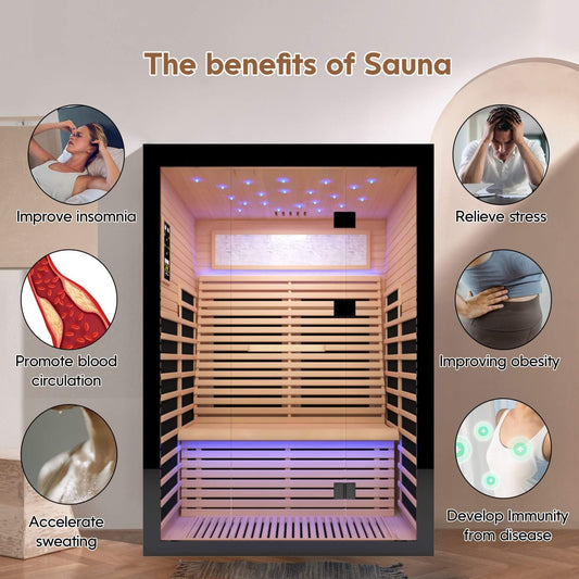 Thermora Luxury 2-Person Canadian Hemlock Wood Far Infrared Home Sauna (SAK56874)