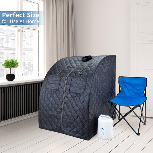 Oversized Portable Steam Sauna for Weight Loss, Detox & Relaxation at Home, Chair Included - Dark Blue