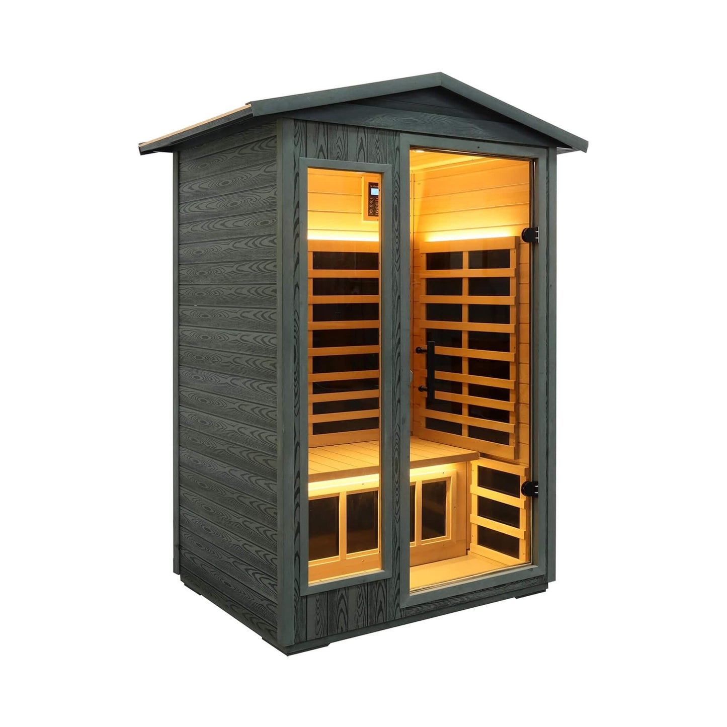 Thermora Premium 2-Person Black Carbonized Walnut Low EMF Far Infrared Outdoor Sauna With Bluetooth Audio And LED Lighting (SAK16850)