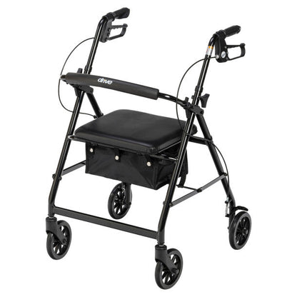 Rollator Rolling Walker with 6" Wheels, Fold Up Removable Back Support and Padded Seat