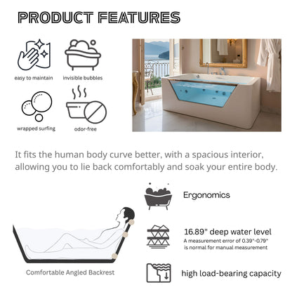 Alora 67-Inch 7-Jets Hydrotherapy Whirlpool Bathtub With Glass Panel (SAK13589)