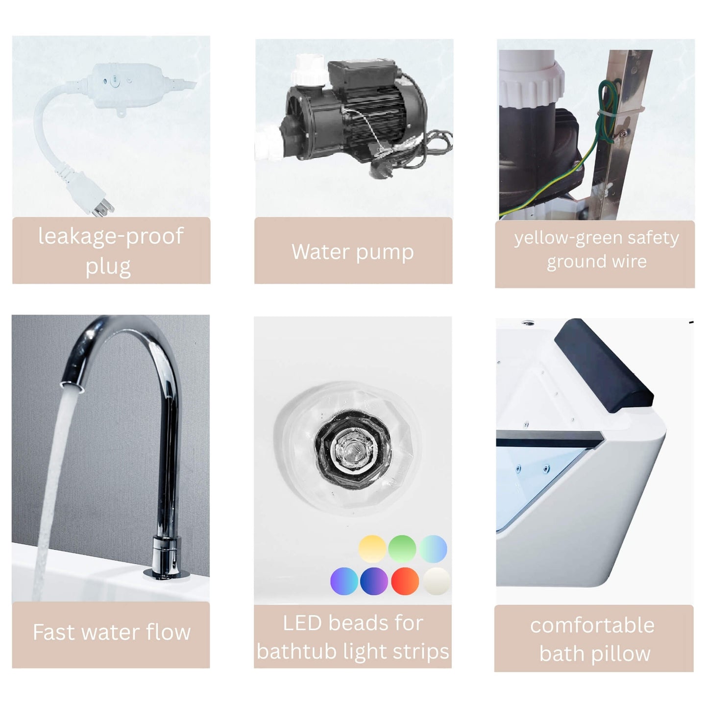 Alora 67-Inch 7-Jets Hydrotherapy Whirlpool Bathtub With Glass Panel (SAK13589)