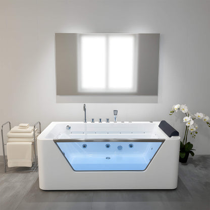 Alora 67-Inch 7-Jets Hydrotherapy Whirlpool Bathtub With Glass Panel (SAK13589)