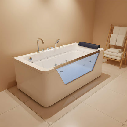 Alora 67-Inch 7-Jets Hydrotherapy Whirlpool Bathtub With Glass Panel (SAK13589)