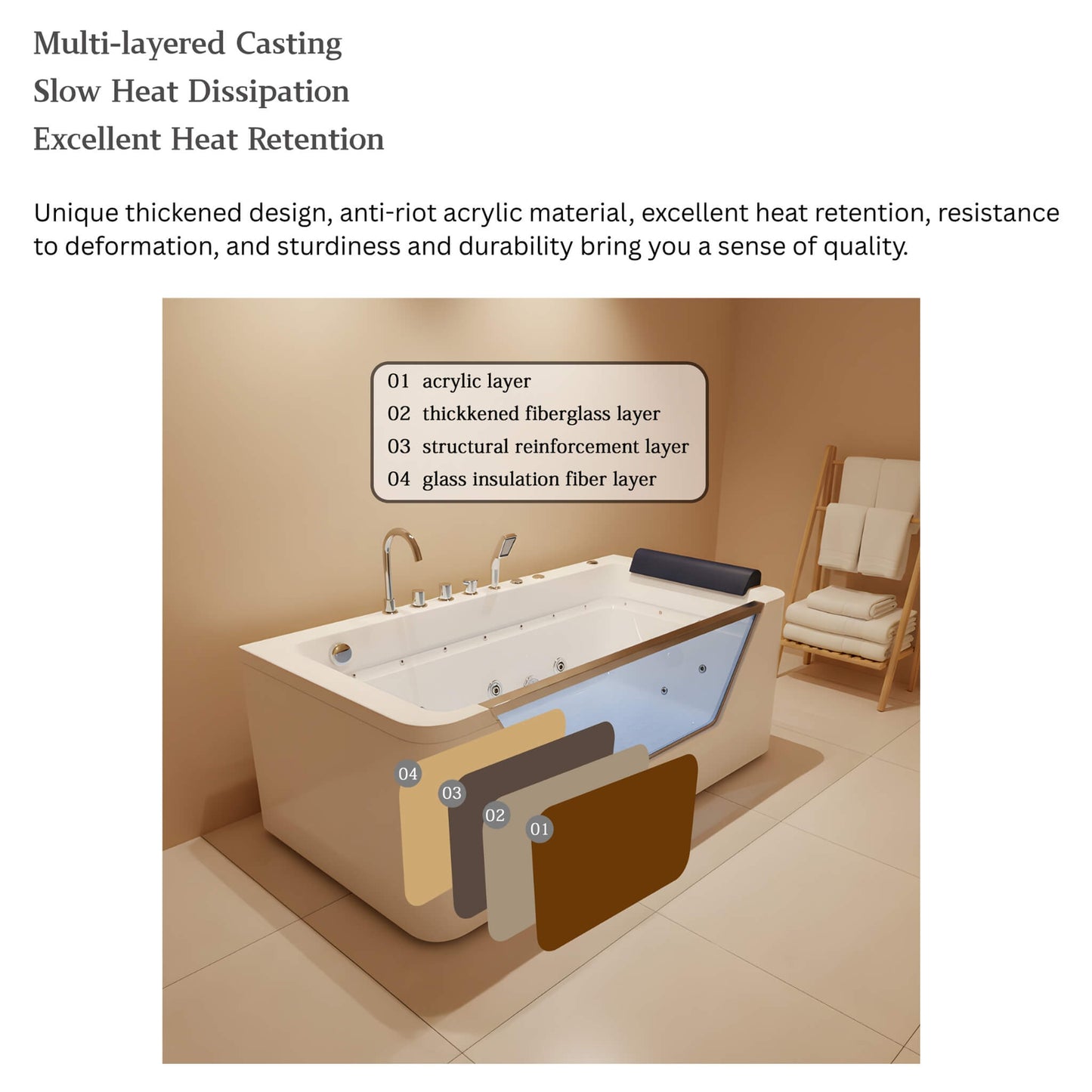 Alora 67-Inch 7-Jets Hydrotherapy Whirlpool Bathtub With Glass Panel (SAK13589)