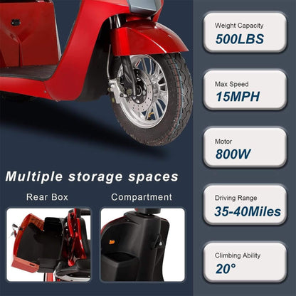Zvg Heavy-Duty All-Terrain Electric Powered Mobility Scooter For Seniors & Adults, 800W (SAK96314)