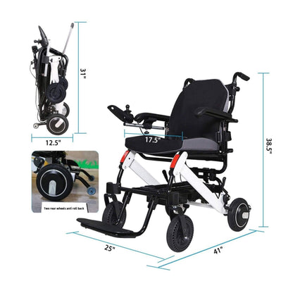 Maidesite 17.5-Inch Wide Seat Lightweight Electric Folding Wheelchair, 500W (SAK33689)