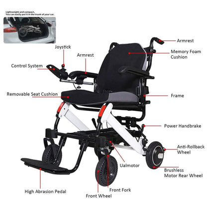 Maidesite 17.5-Inch Wide Seat Lightweight Electric Folding Wheelchair, 500W (SAK33689)