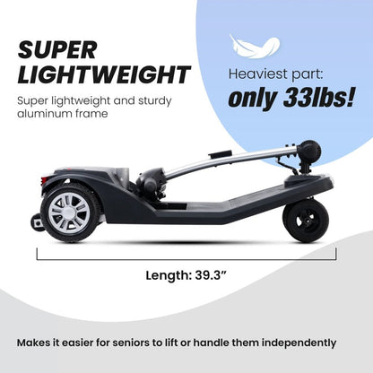 Metro Mobility Air Classic Electric 24V/12AH 250W Airline Approved Portable Folding Mobility Scooter, 265LBS (SAK96425)