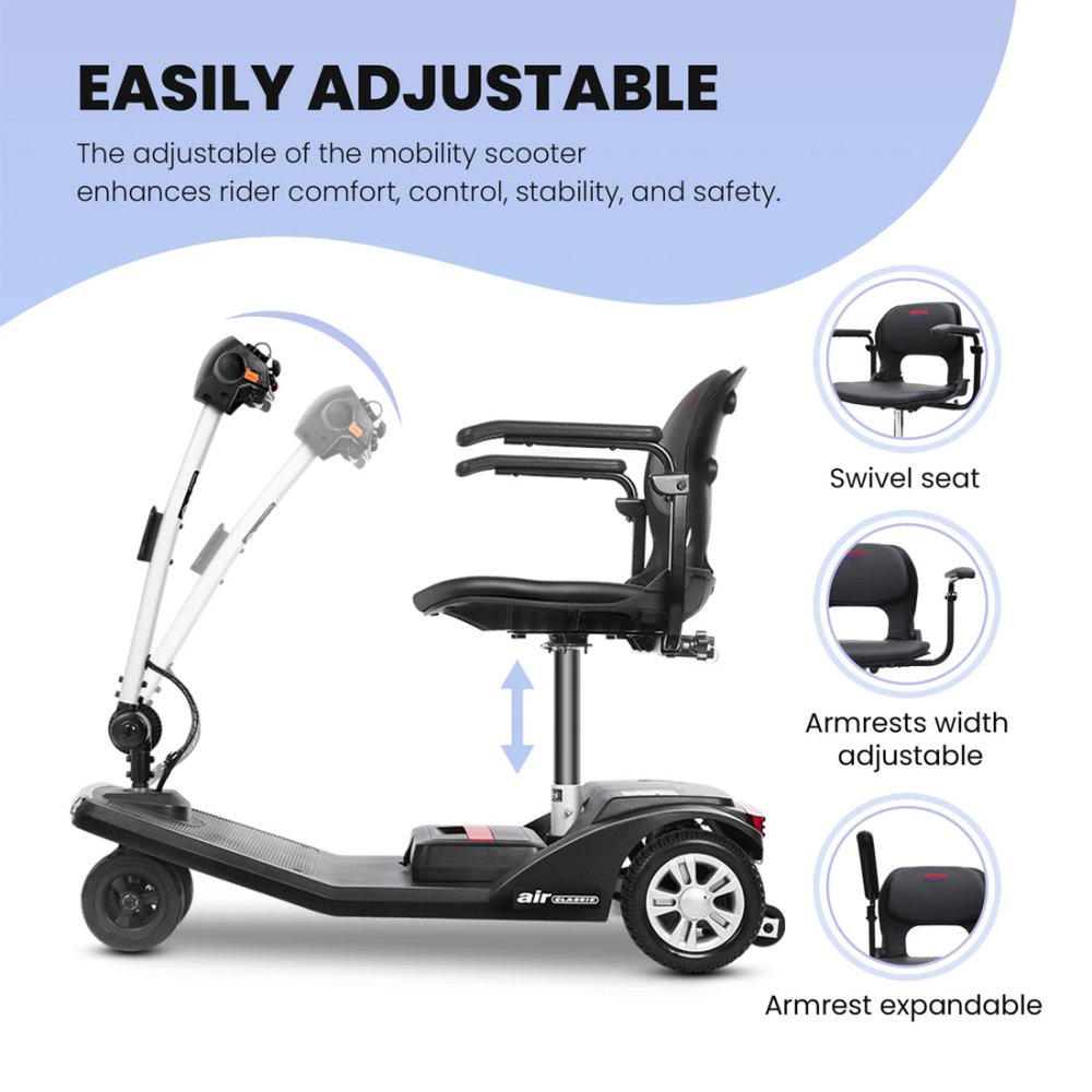 Metro Mobility Air Classic Electric 24V/12AH 250W Airline Approved Portable Folding Mobility Scooter, 265LBS (SAK96425)
