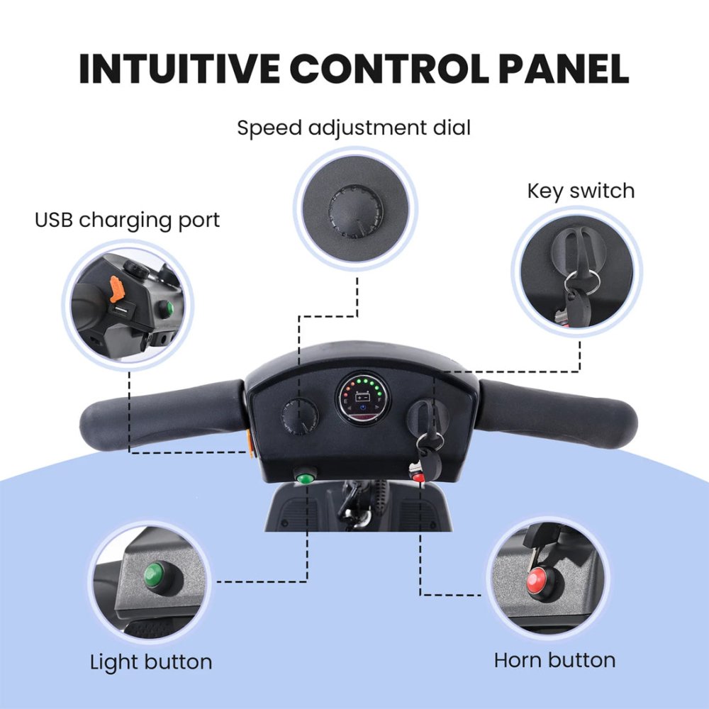 Metro Mobility Air Classic Electric 24V/12AH 250W Airline Approved Portable Folding Mobility Scooter, 265LBS (SAK96425)
