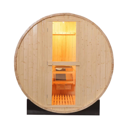 Thermora Premium All-Weather Outdoor Pinewood Barrel Sauna Kit With 4.5KW Heater And Tempered Glass Window (SAK91462)