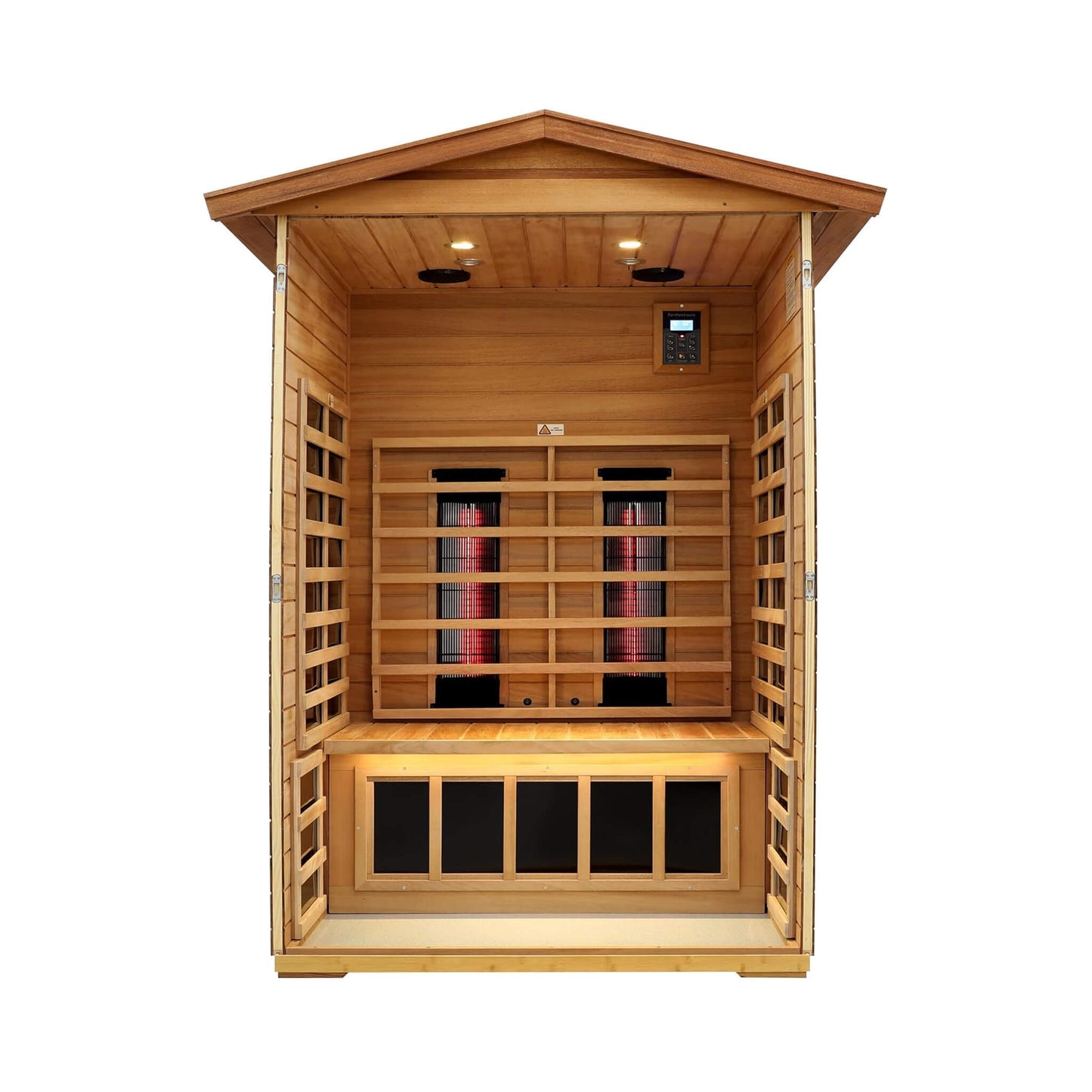 Thermora Deluxe 2-Person Outdoor Mahogany Low EMF Far Infrared Sauna With Bluetooth Audio And LED Lights (SAK83719)