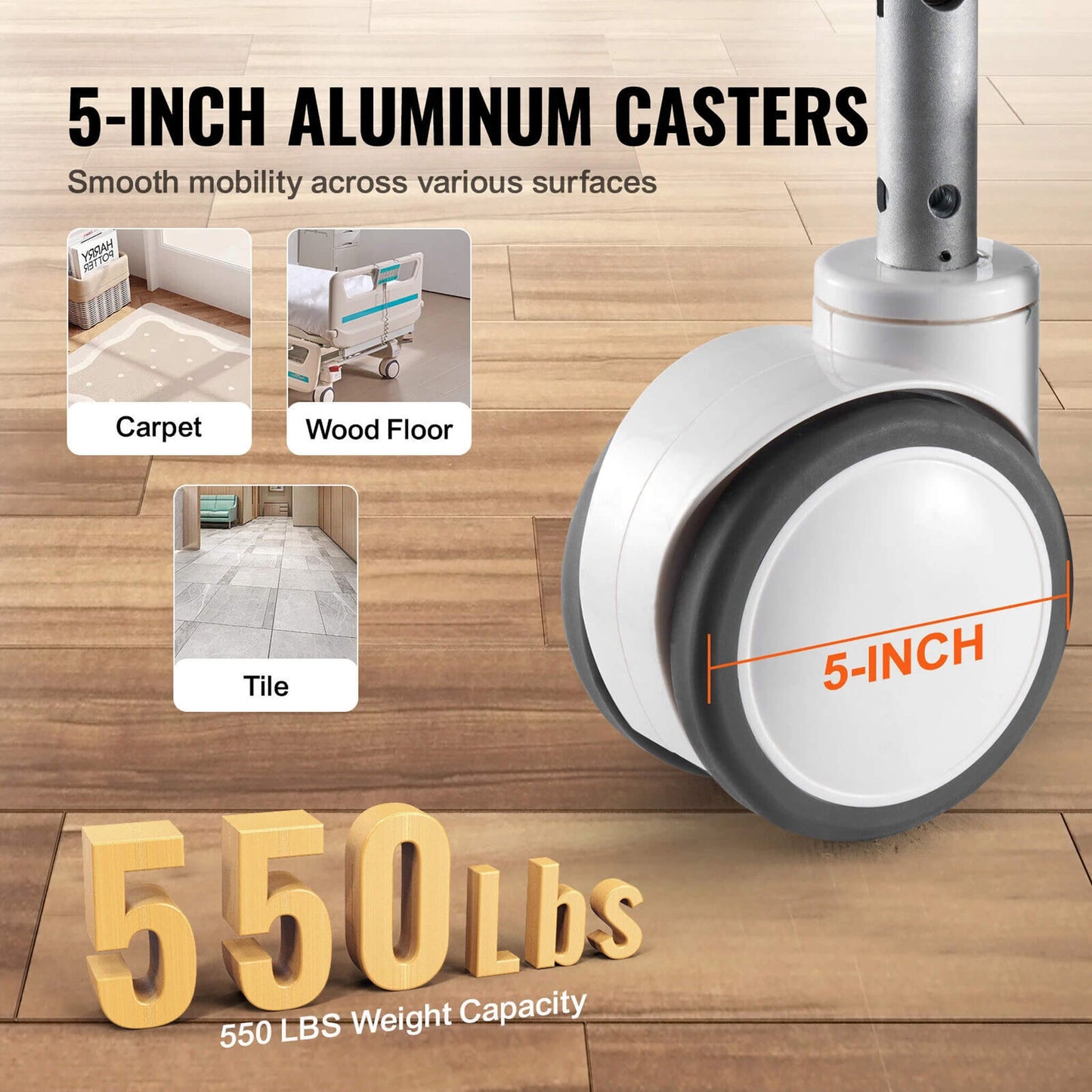 Premium 5-Function Electric Adjustable Medical Hospital Bed With Cardiac Position, 550LBS (SAK62312)