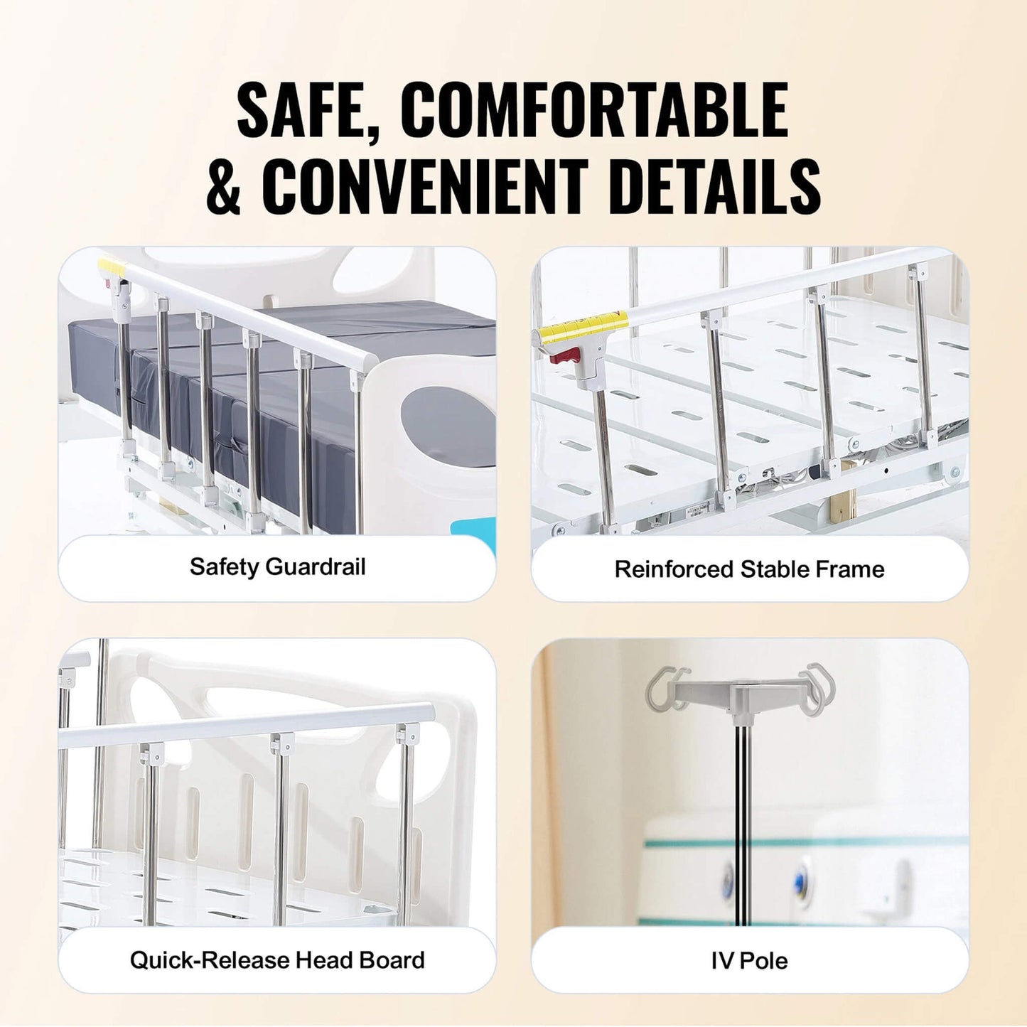 Premium Full Electric 3-Function Medical ICU Hospital Bed, 440LBS (SAK15624)