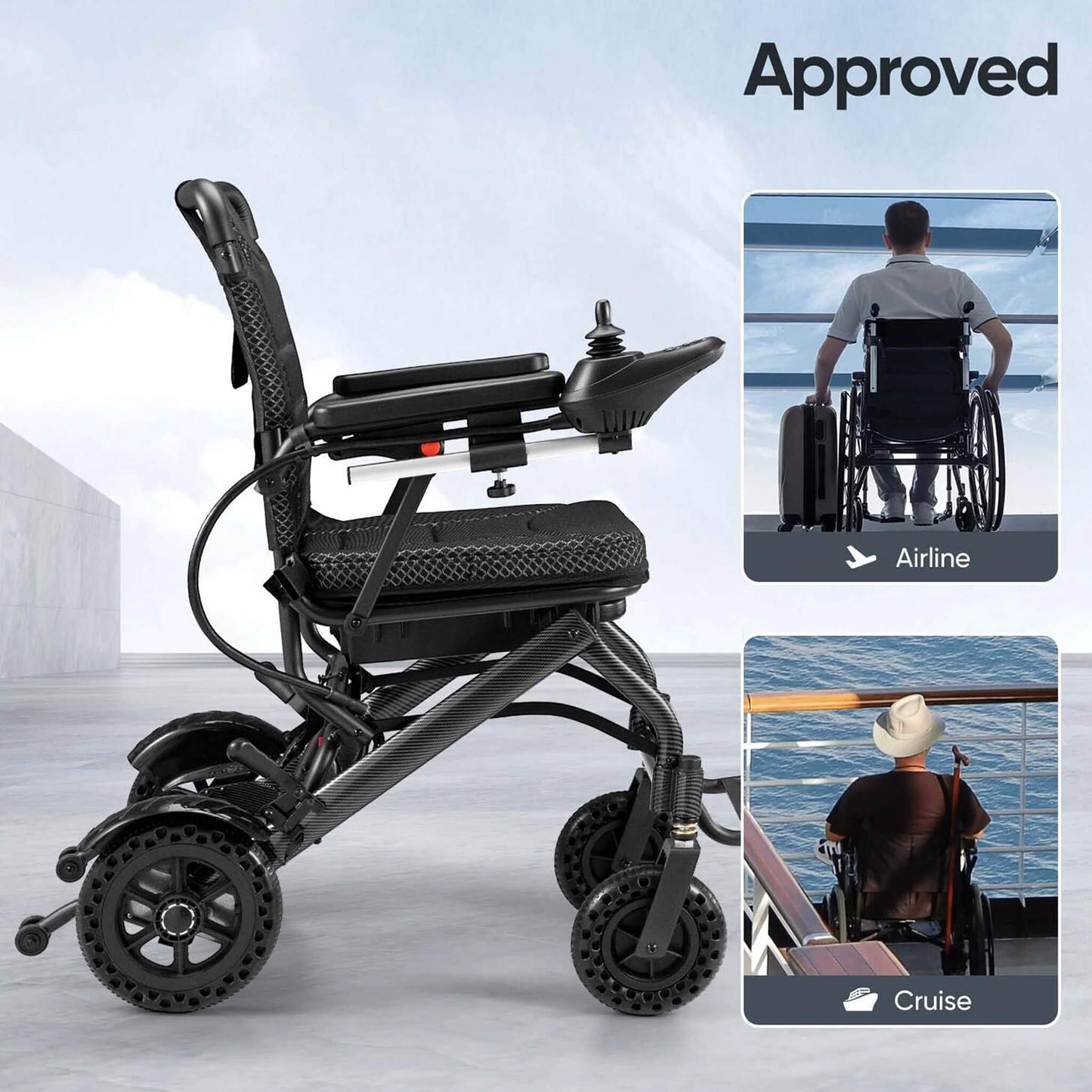 Pride Premium Lightweight Foldable All-Terrain Electric Wheelchair, 300LBS [FDA & Airline Approved] (SAK18673)
