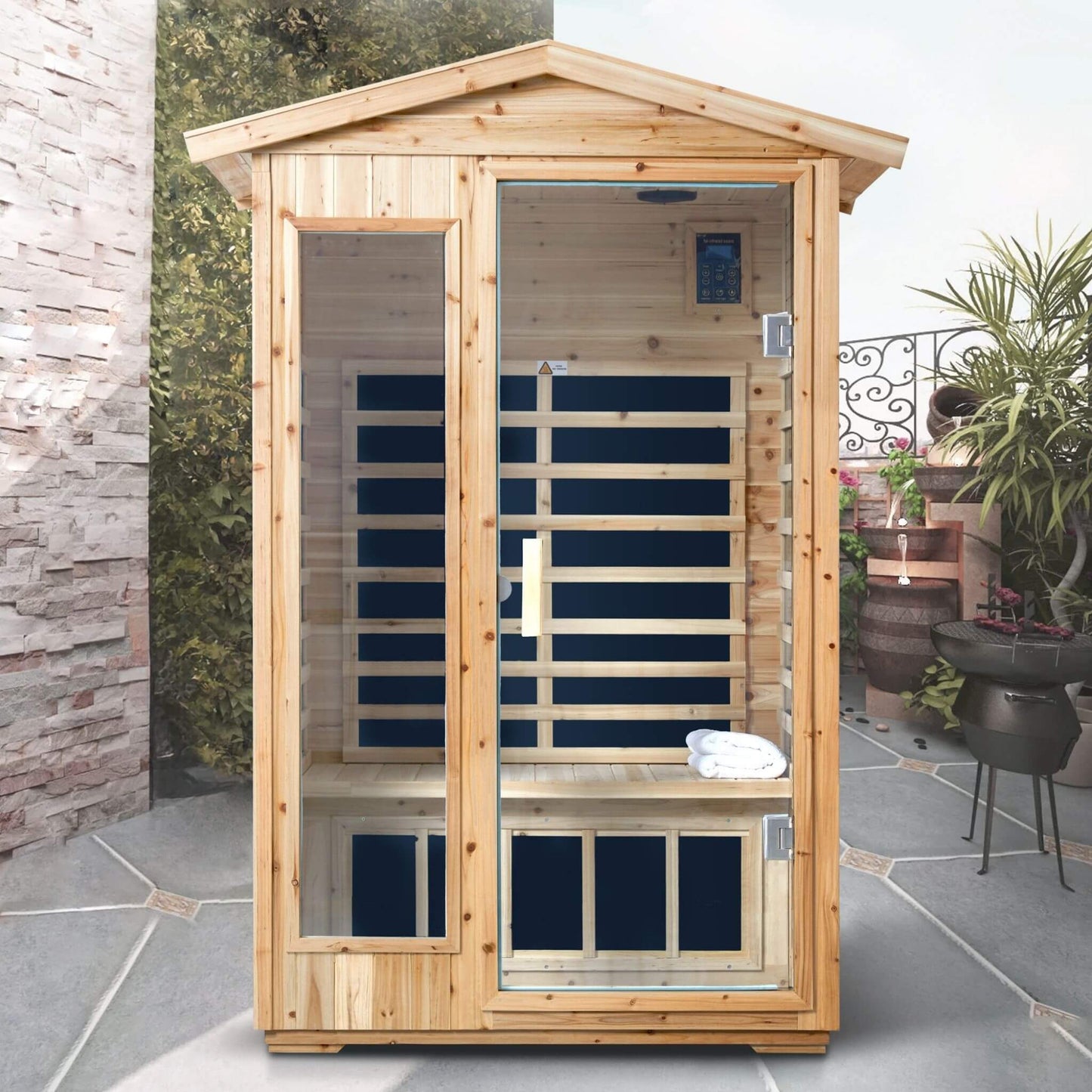 Thermora 2-Person Outdoor Infrared Sauna With Bluetooth Audio And LED Lighting (SAK28694)