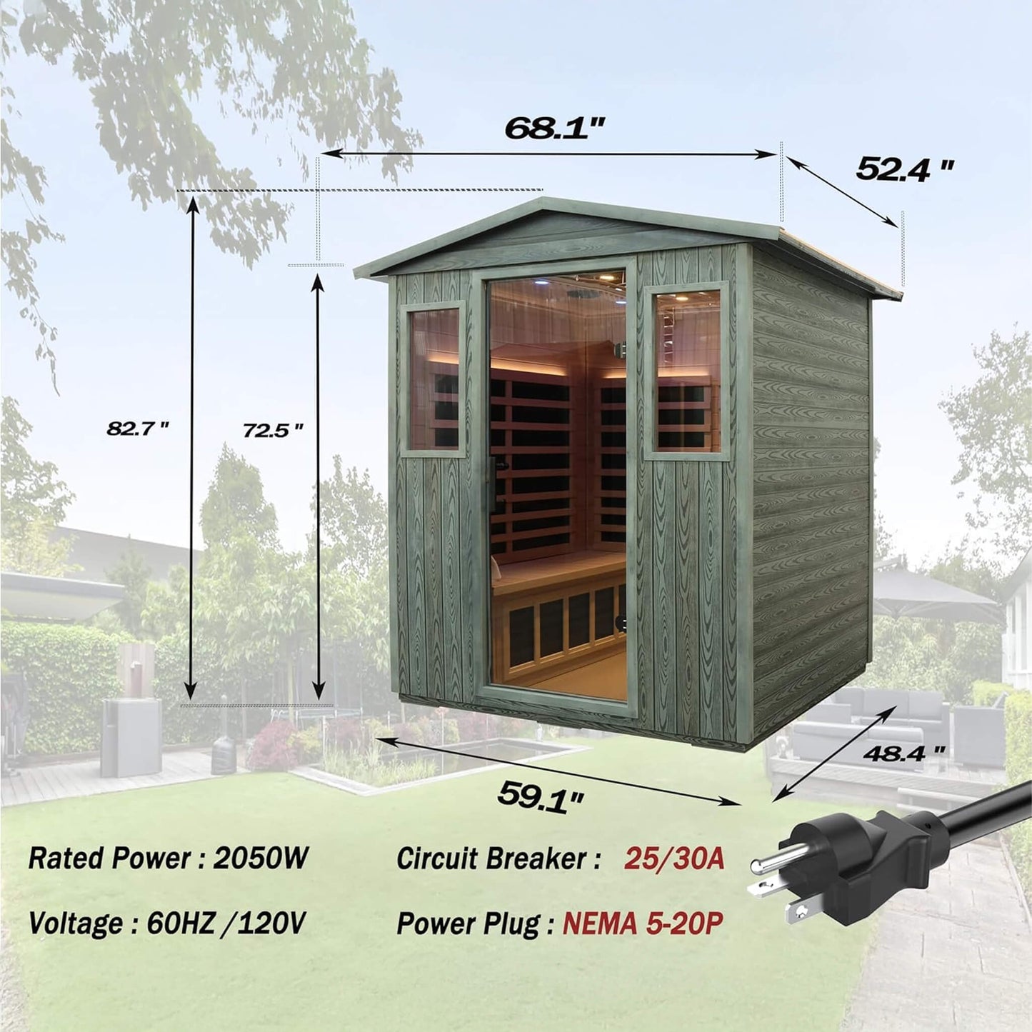 Thermora 4-Person Full-Spectrum Low EMF Carbonized Composite Infrared Sauna Room With Bluetooth Speakers (SAK70182)