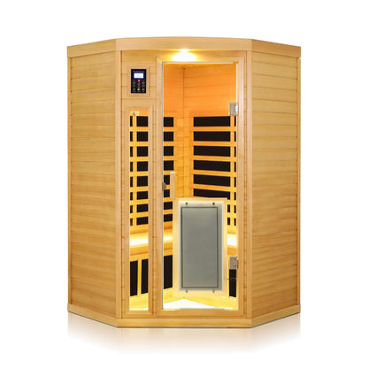Thermora Premium 2-Person Corner Space Infrared Wooden Sauna Room With Bluetooth Speakers, 1600W (SAK81524)