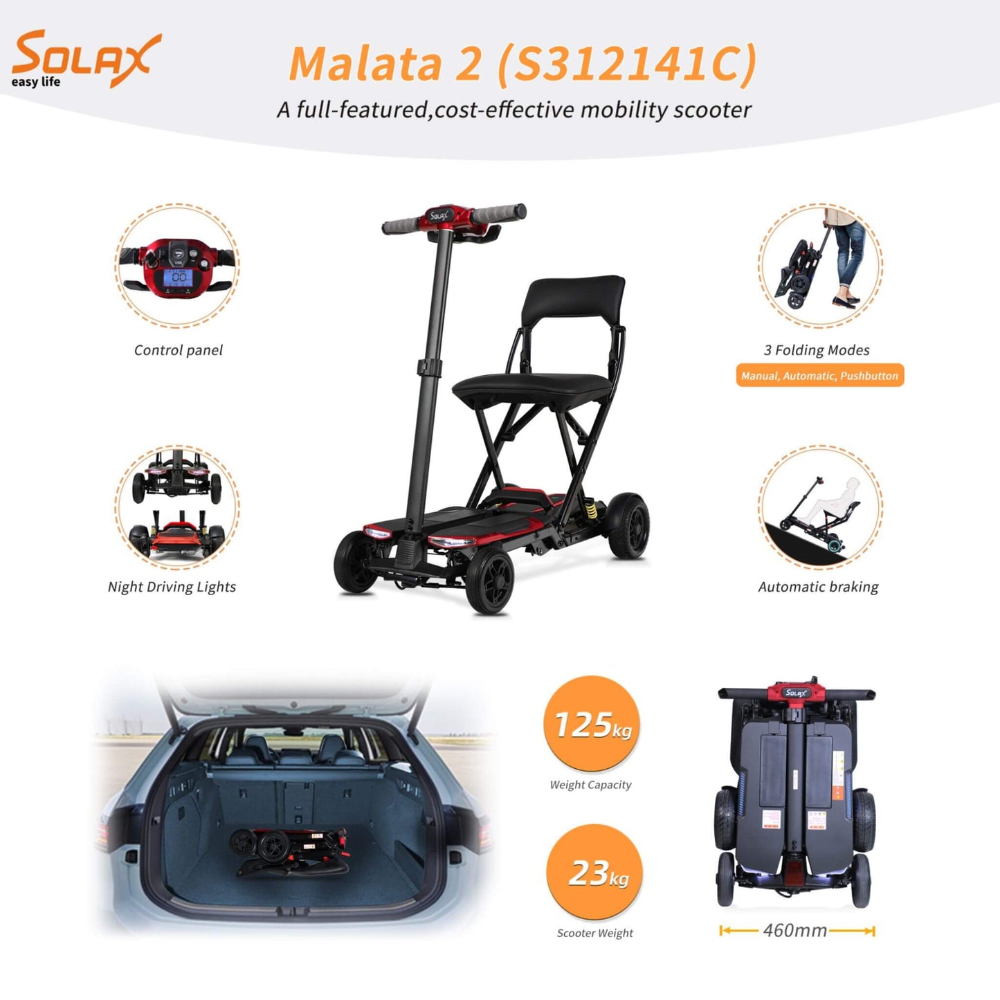 Ultra Lightweight 4-Wheel Folding Mobility Scooter With Remote For Adults And Elderly (SAK58976)