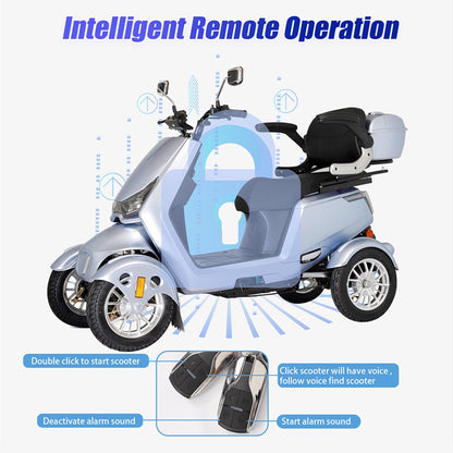 Zvg Heavy-Duty 1000W 60V/20AH Four Wheel All-Terrain Travel Mobility Scooter, 440LBS (SAK91645)