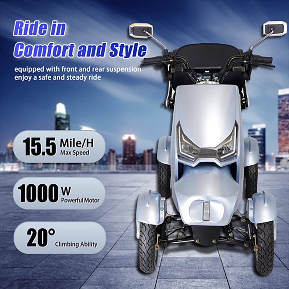 Zvg Heavy-Duty 1000W 60V20AH Four Wheel All-Terrain Travel Mobility Scooter, 440LBS (SAK97245)