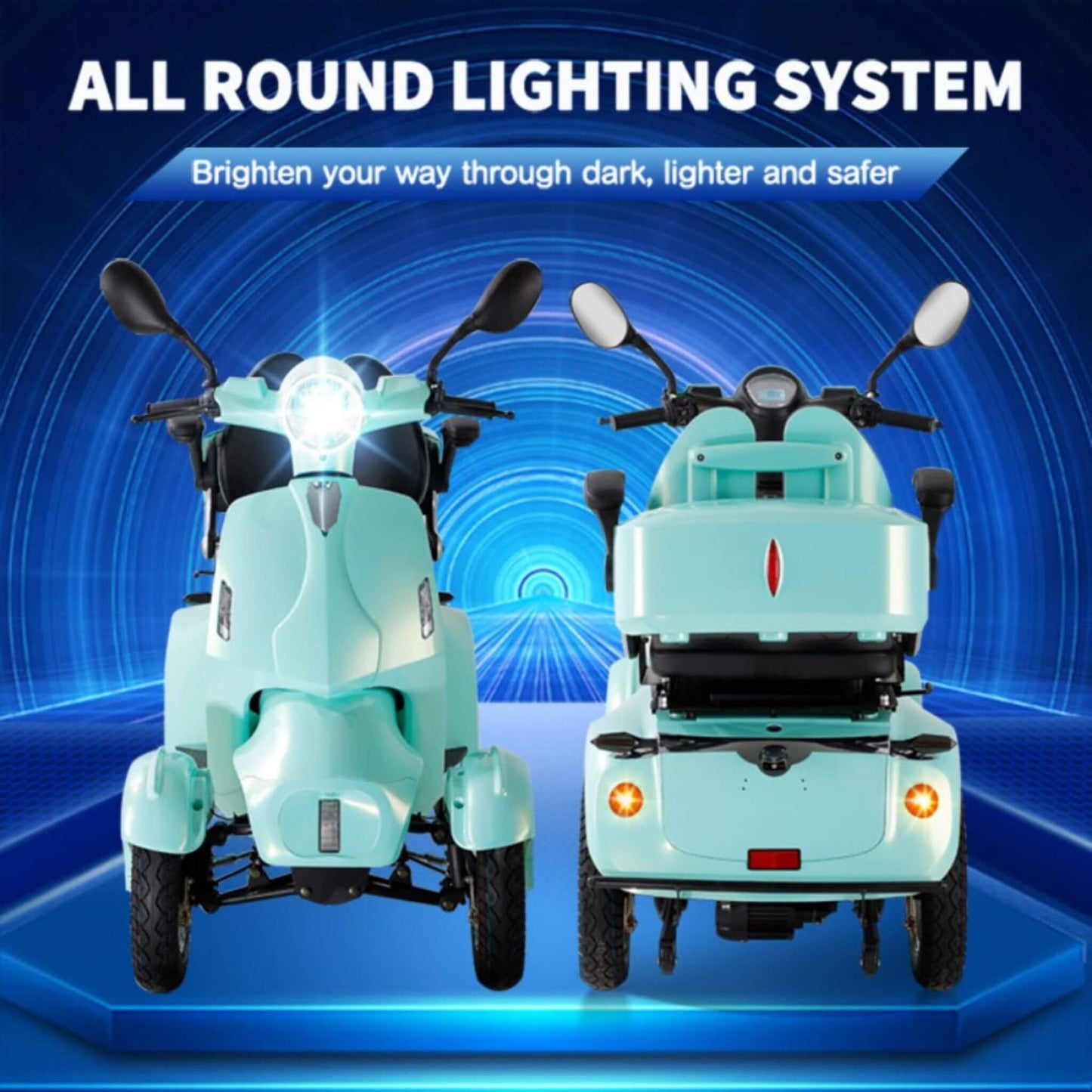 Zvg Heavy-Duty 800W 60V/20AH Four Wheel All-Terrain Travel Mobility Scooter For Adults And Seniors, 500LB (SAK97156)