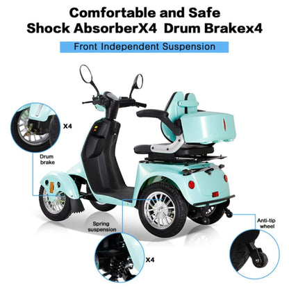 Zvg Heavy-Duty 800W 60V/20AH Four Wheel All-Terrain Travel Mobility Scooter For Adults And Seniors, 500LB (SAK97156)